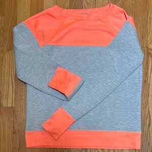 Athleta Gray and Neon Orange Long Sleeve Top